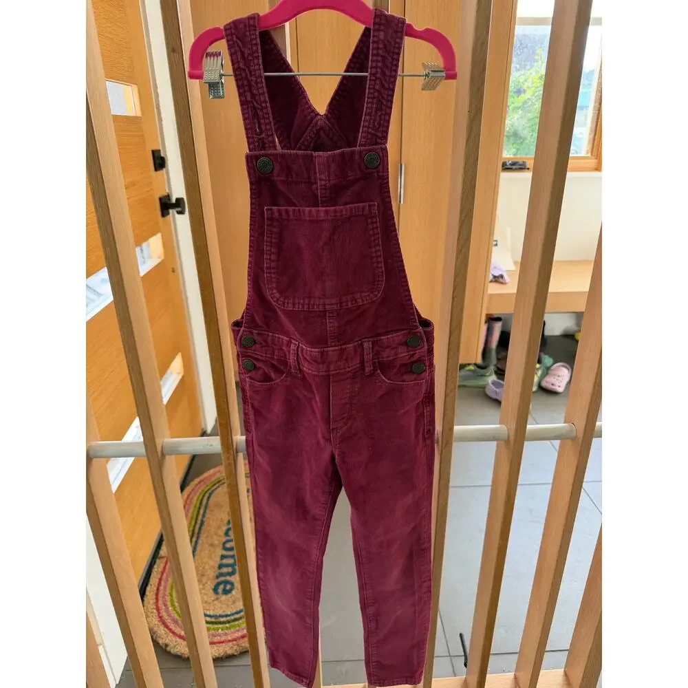 GAP Denim Kids Girls Corduroy Overalls Burgundy Skinny Size 6-7 (S)